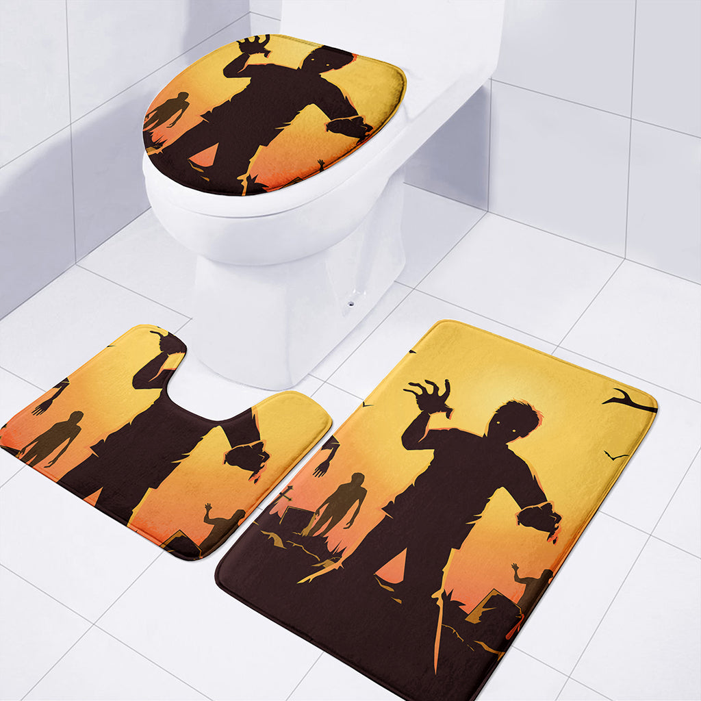 Halloween Walking Zombie Print 3 Piece Bath Mat Set