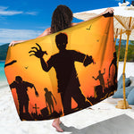 Halloween Walking Zombie Print Beach Sarong Wrap