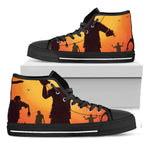Halloween Walking Zombie Print Black High Top Shoes