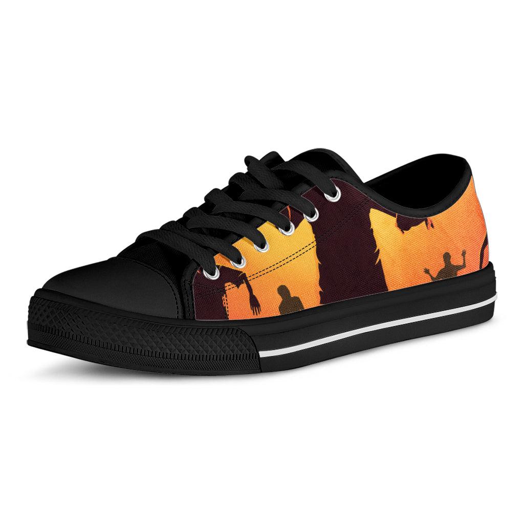 Halloween Walking Zombie Print Black Low Top Shoes