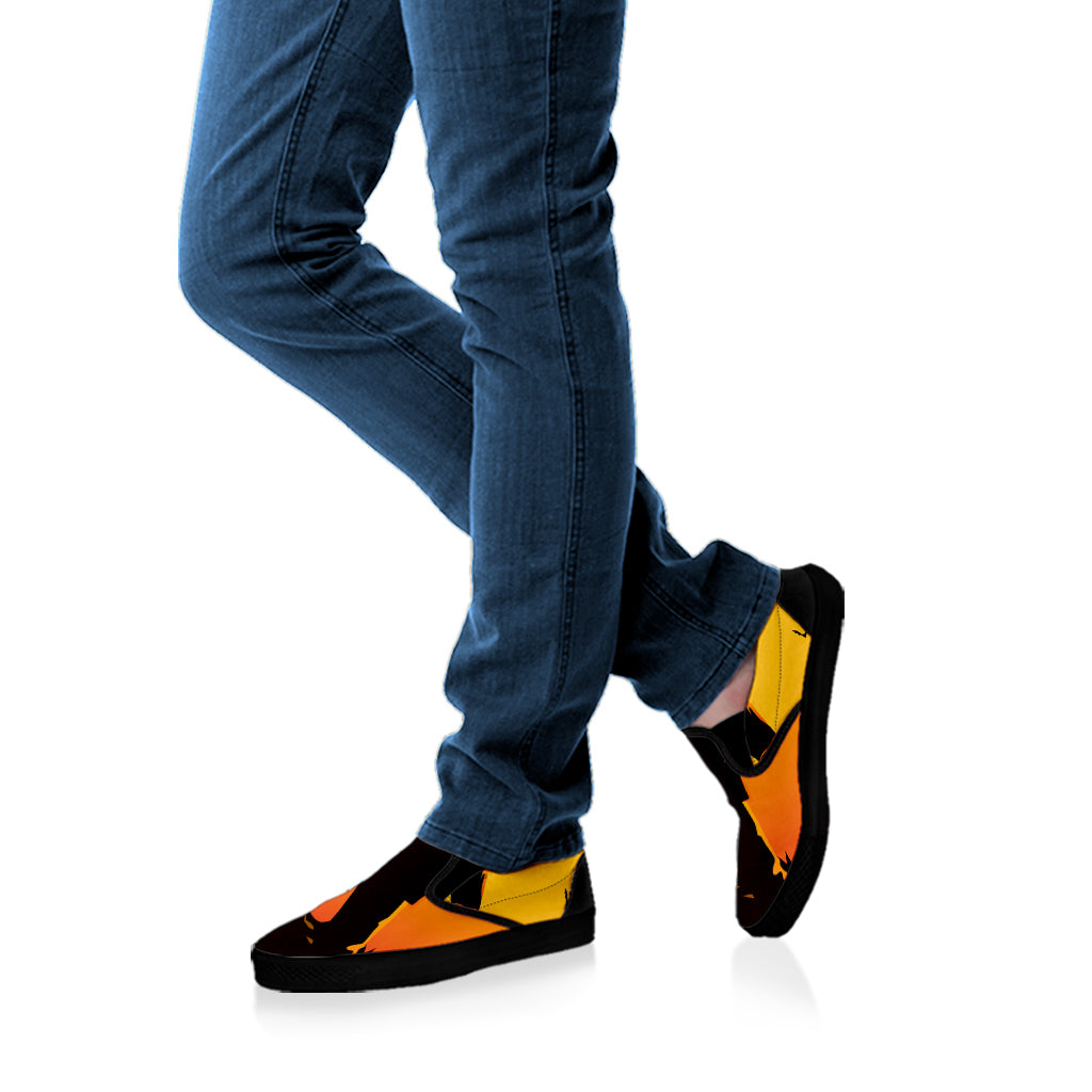 Halloween Walking Zombie Print Black Slip On Shoes