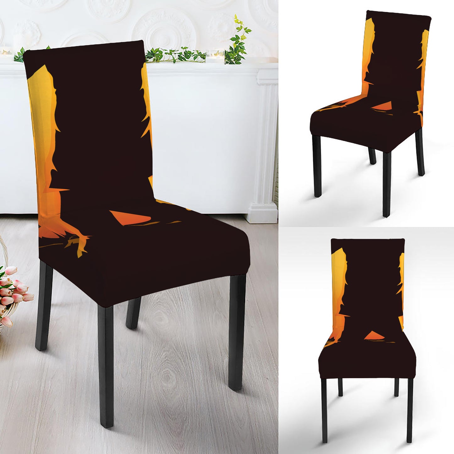 Halloween Walking Zombie Print Dining Chair Slipcover
