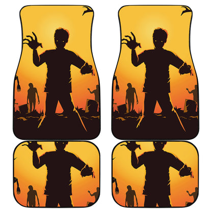 Halloween Walking Zombie Print Front and Back Car Floor Mats