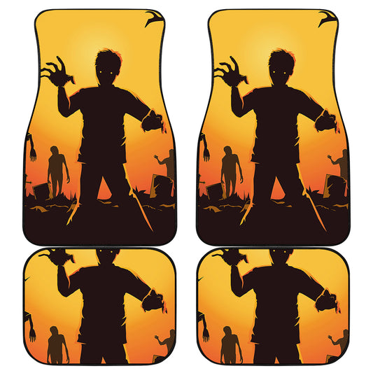 Halloween Walking Zombie Print Front and Back Car Floor Mats