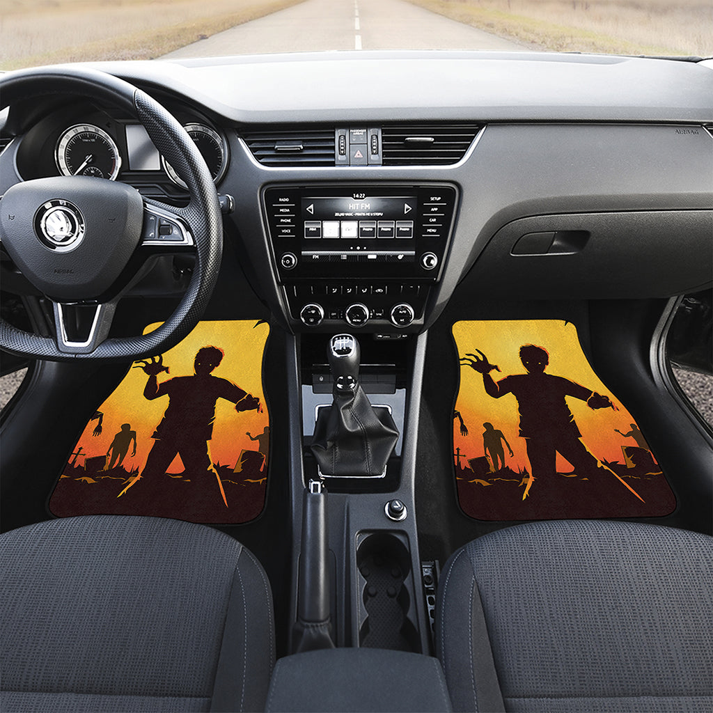 Halloween Walking Zombie Print Front and Back Car Floor Mats
