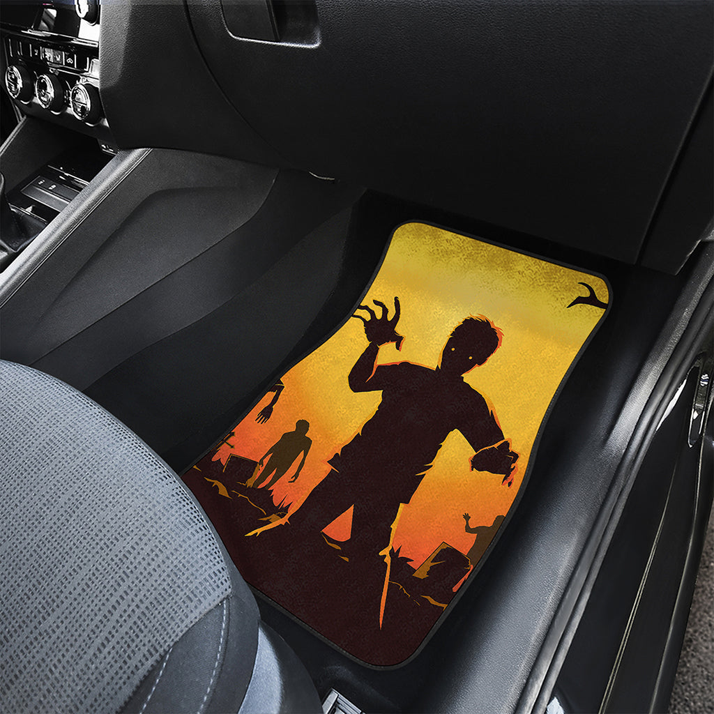 Halloween Walking Zombie Print Front and Back Car Floor Mats