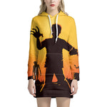 Halloween Walking Zombie Print Hoodie Dress