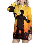 Halloween Walking Zombie Print Hoodie Dress