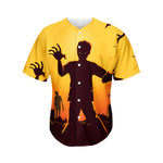 Halloween Walking Zombie Print Men's Baseball Jersey
