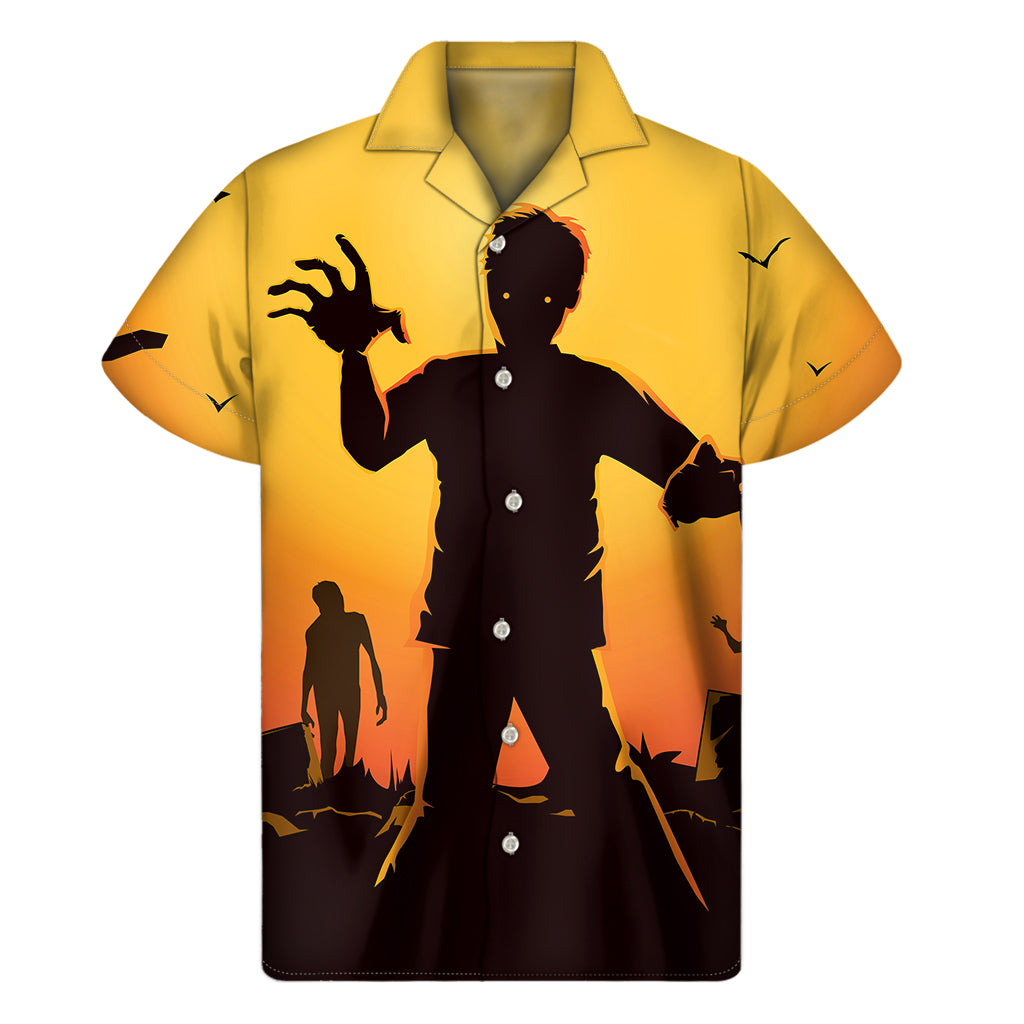 Halloween Walking Zombie Print Men's Short Sleeve Shirt