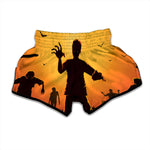 Halloween Walking Zombie Print Muay Thai Boxing Shorts