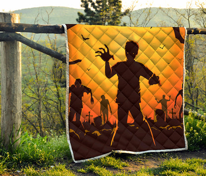 Halloween Walking Zombie Print Quilt