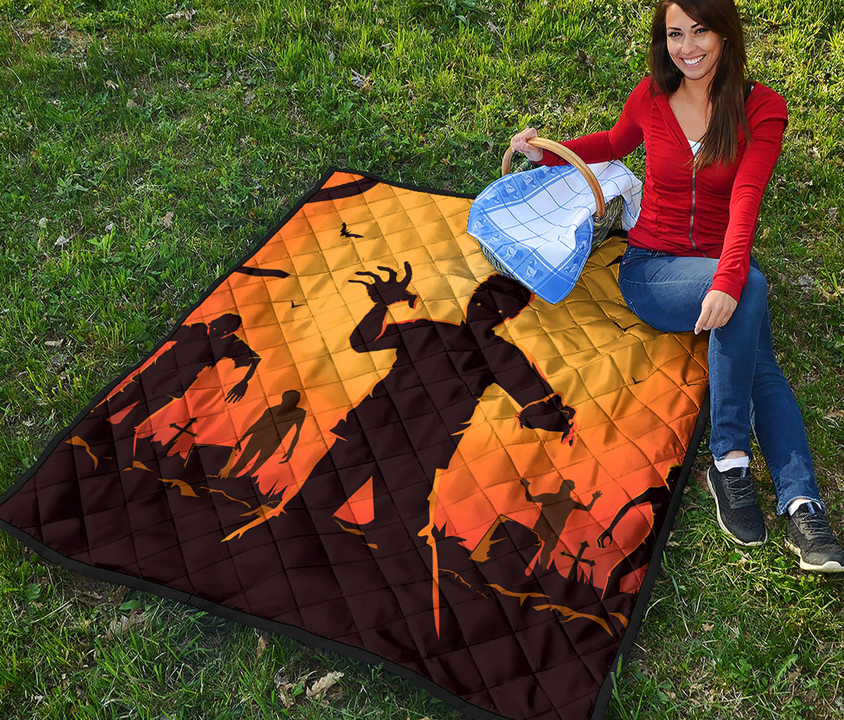 Halloween Walking Zombie Print Quilt