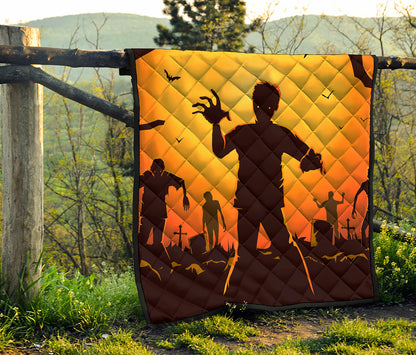Halloween Walking Zombie Print Quilt