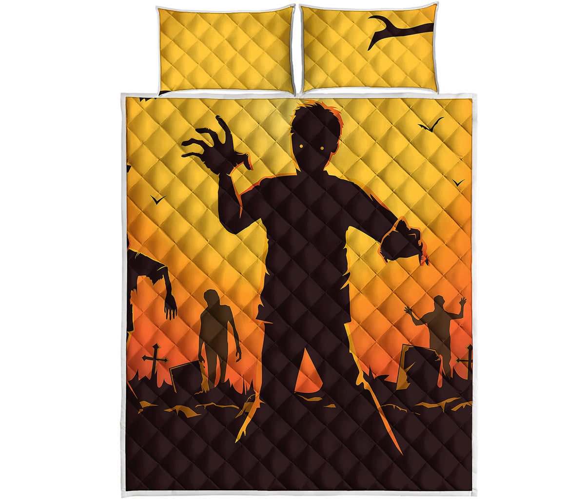 Halloween Walking Zombie Print Quilt Bed Set