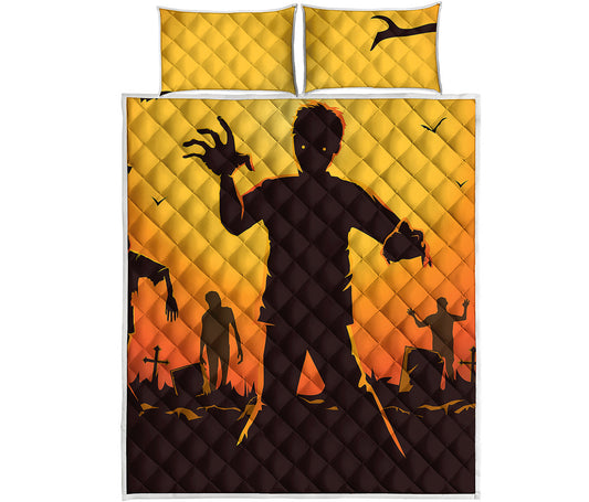 Halloween Walking Zombie Print Quilt Bed Set