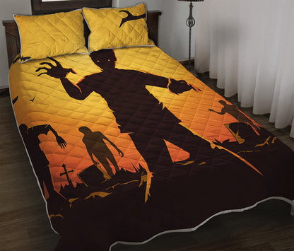 Halloween Walking Zombie Print Quilt Bed Set