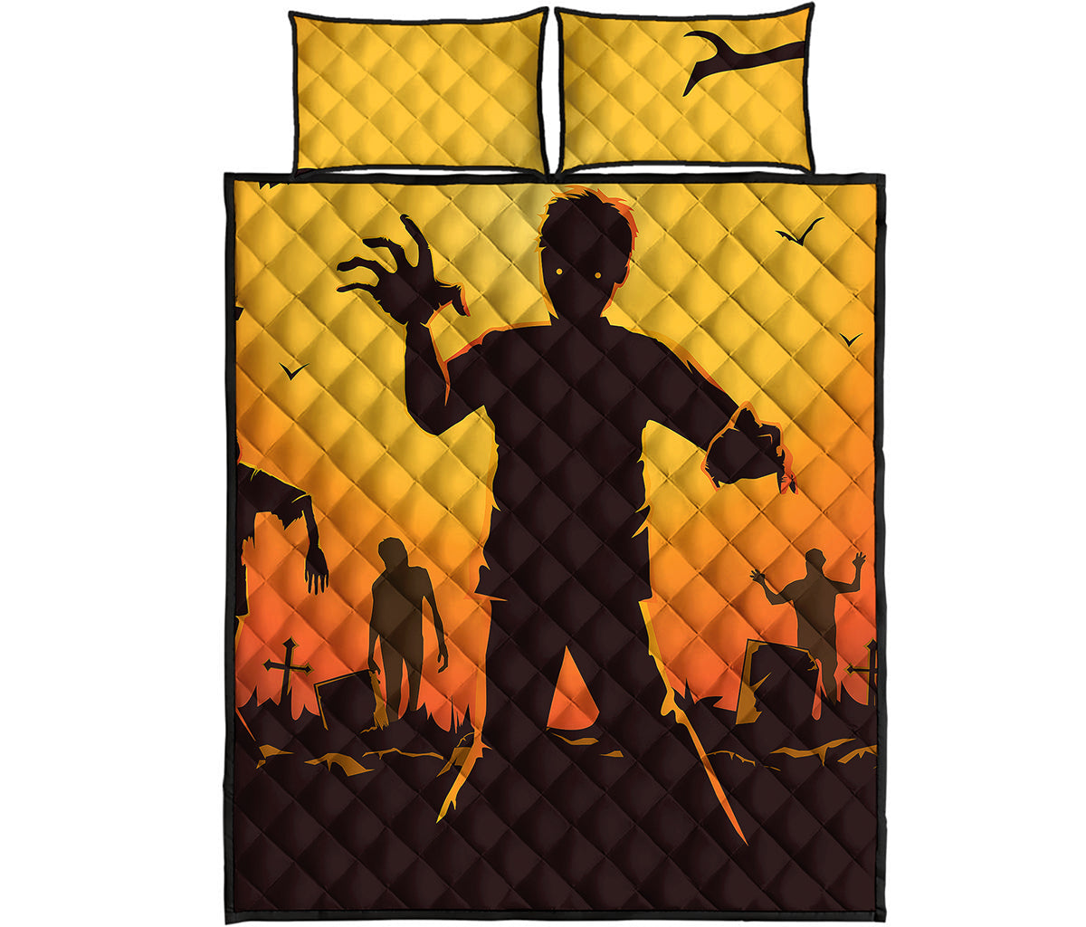 Halloween Walking Zombie Print Quilt Bed Set