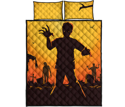 Halloween Walking Zombie Print Quilt Bed Set
