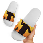 Halloween Walking Zombie Print White Slide Sandals