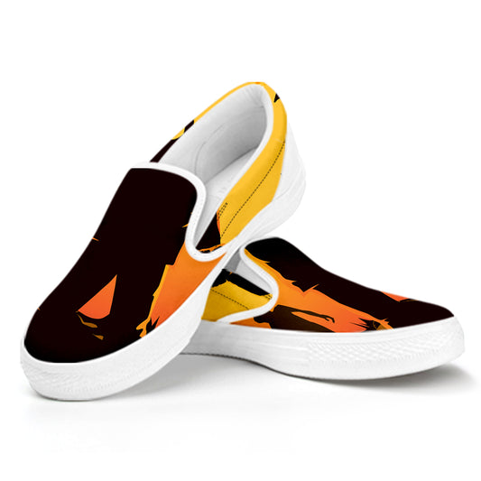 Halloween Walking Zombie Print White Slip On Shoes