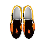 Halloween Walking Zombie Print White Slip On Shoes