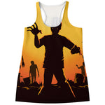 Halloween Walking Zombie Print Women's Racerback Tank Top