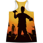 Halloween Walking Zombie Print Women's Racerback Tank Top