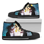 Halloween Witch And Cauldron Print Black High Top Shoes