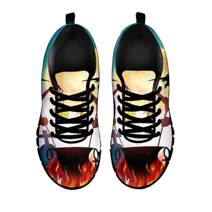 Halloween Witch And Cauldron Print Black Sneakers