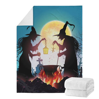 Halloween Witch And Cauldron Print Blanket
