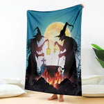 Halloween Witch And Cauldron Print Blanket