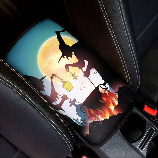 Halloween Witch And Cauldron Print Car Center Console Cover