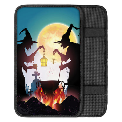 Halloween Witch And Cauldron Print Car Center Console Cover