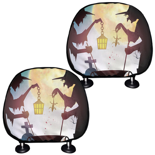 Halloween Witch And Cauldron Print Car Headrest Covers