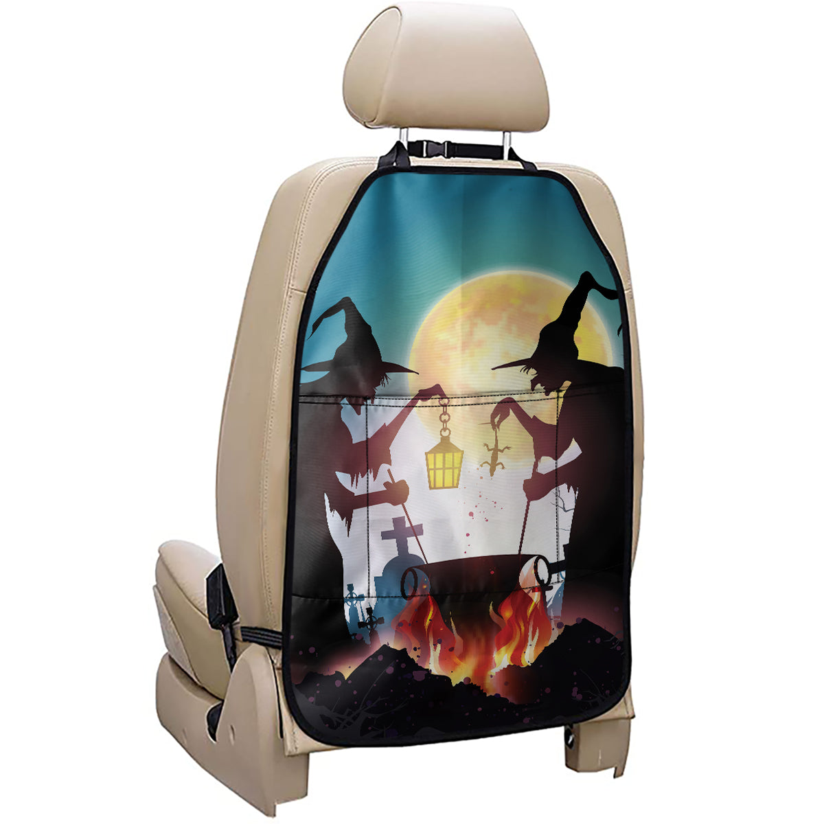 Halloween Witch And Cauldron Print Car Seat Organizers