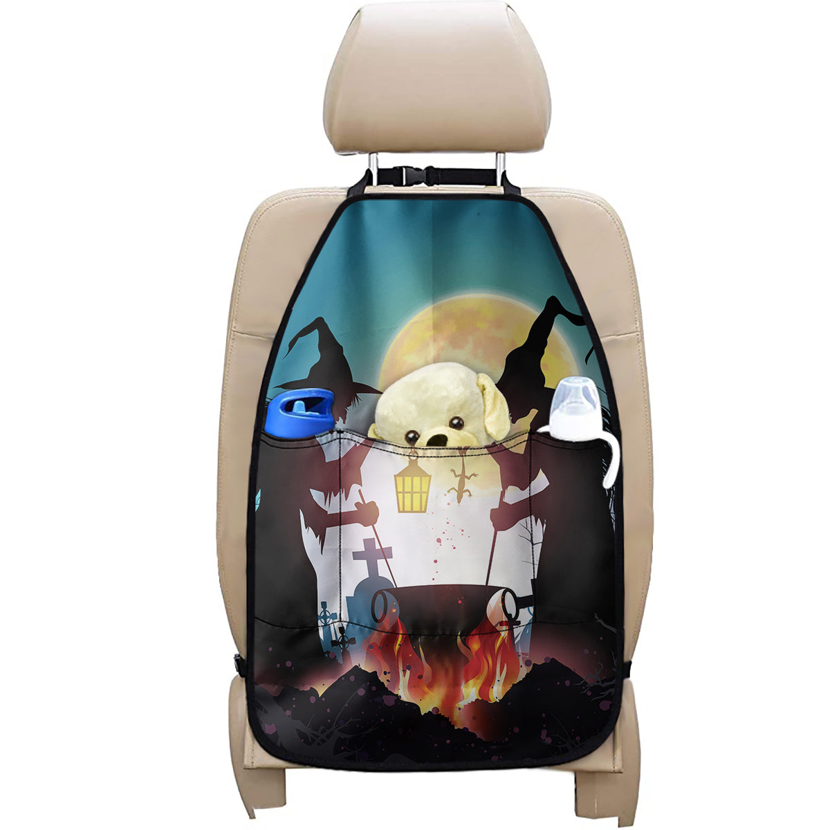 Halloween Witch And Cauldron Print Car Seat Organizers