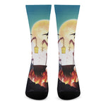 Halloween Witch And Cauldron Print Crew Socks
