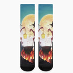 Halloween Witch And Cauldron Print Crew Socks