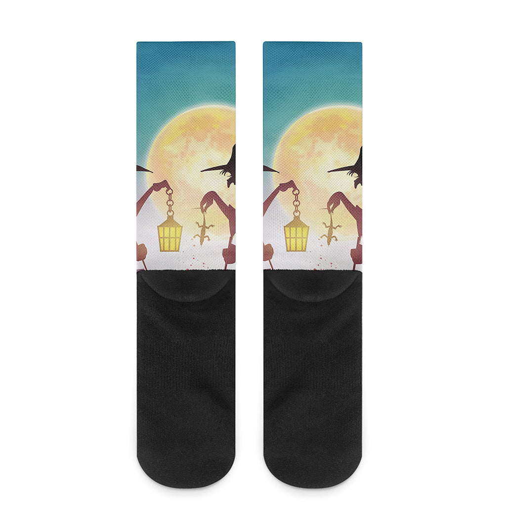 Halloween Witch And Cauldron Print Crew Socks