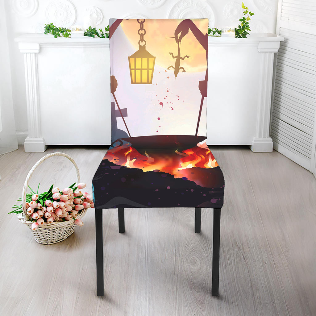 Halloween Witch And Cauldron Print Dining Chair Slipcover