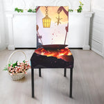 Halloween Witch And Cauldron Print Dining Chair Slipcover