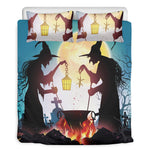 Halloween Witch And Cauldron Print Duvet Cover Bedding Set
