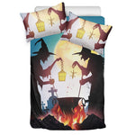 Halloween Witch And Cauldron Print Duvet Cover Bedding Set