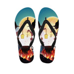 Halloween Witch And Cauldron Print Flip Flops