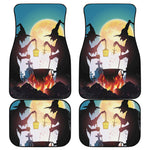 Halloween Witch And Cauldron Print Front and Back Car Floor Mats