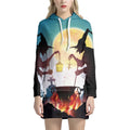 Halloween Witch And Cauldron Print Pullover Hoodie Dress