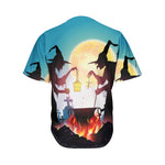 Halloween Witch And Cauldron Print Men's Baseball Jersey