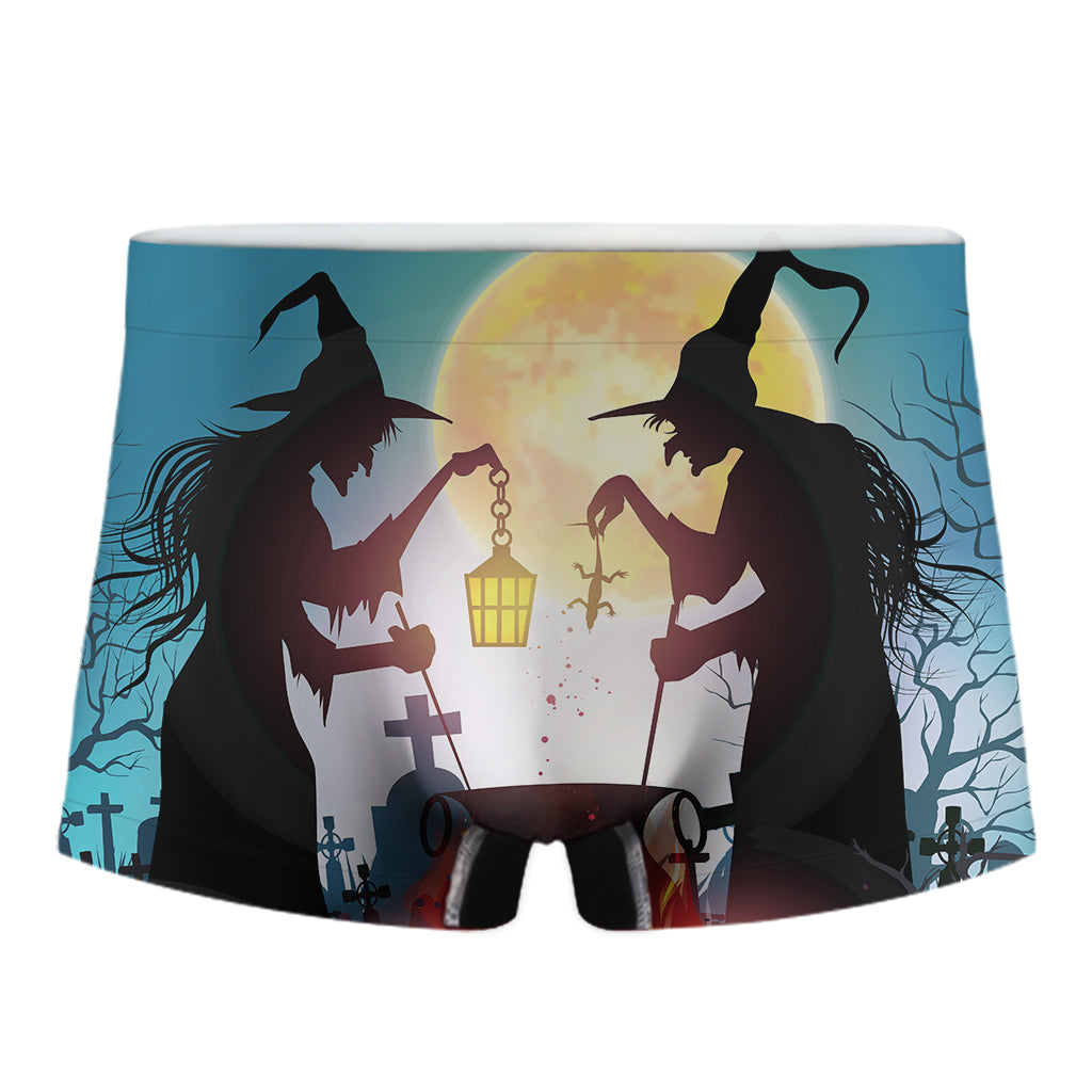 Halloween Witch And Cauldron Print Men's Boxer Briefs