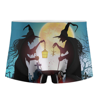 Halloween Witch And Cauldron Print Men's Boxer Briefs